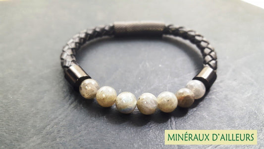 Bracelet Simple Cuir - Labradorite
