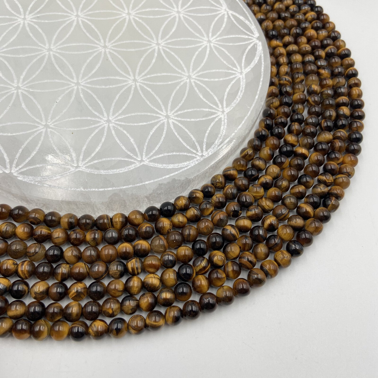 Lot De Perles œil De Tigre Naturelles - Diamètres 4/6/8/10/12 Mm - Couleurs Variées - Neuf
