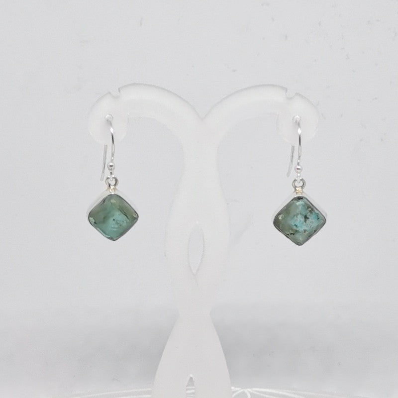 Boucles d'oreilles Argent - Turquoise losange