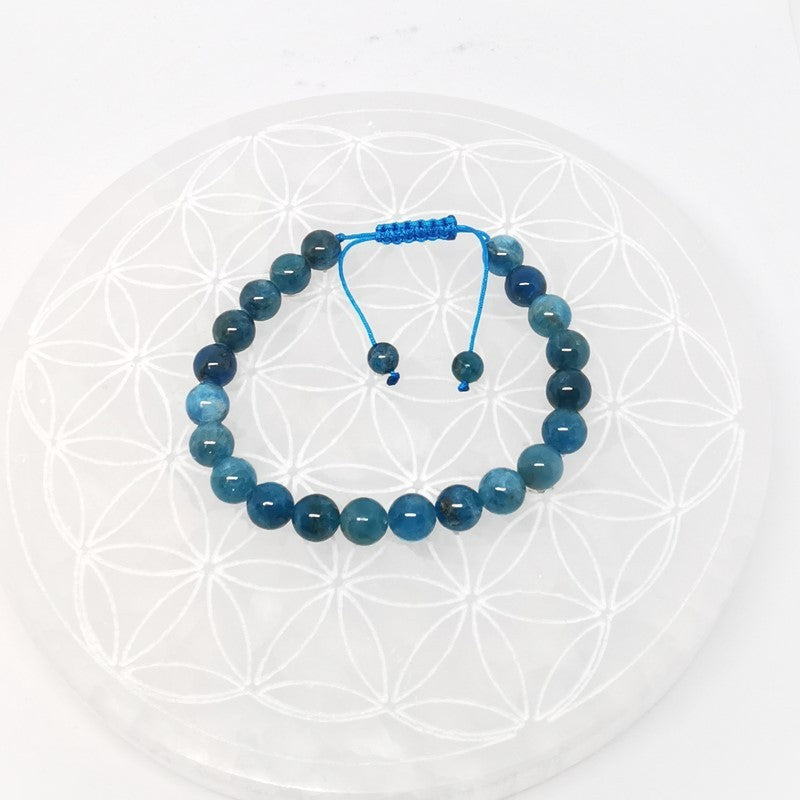 Bracelet Réglable Coulissant - Apatite Bleue