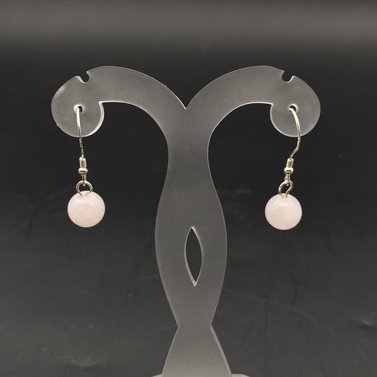 Boucles d'oreilles Argent - Perles Quartz Rose