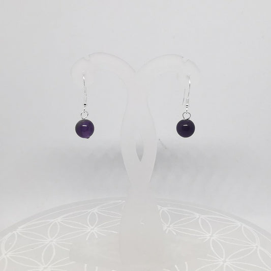 Boucles d'oreilles hypoallergénique - Perles Améthyste