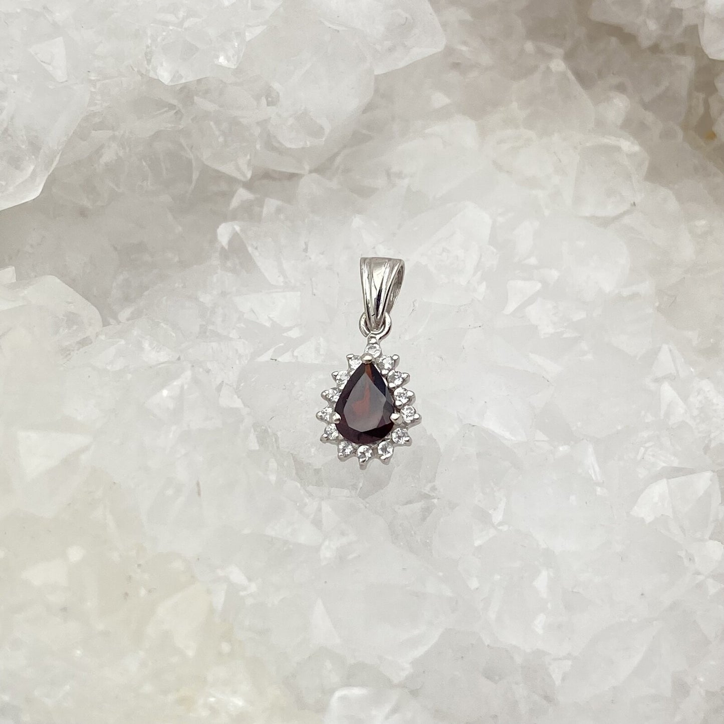 Pendentif Argent - Grenat soleil