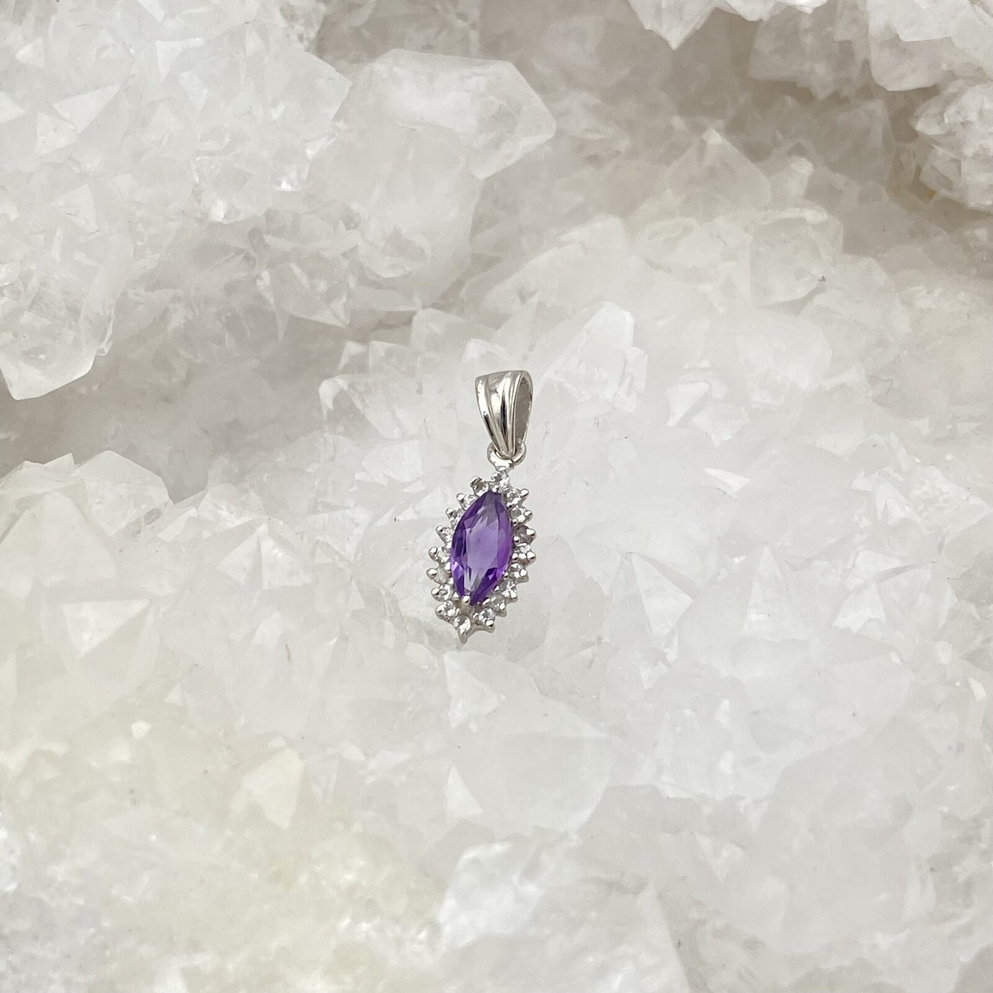 Pendentif Argent - Améthyste navette