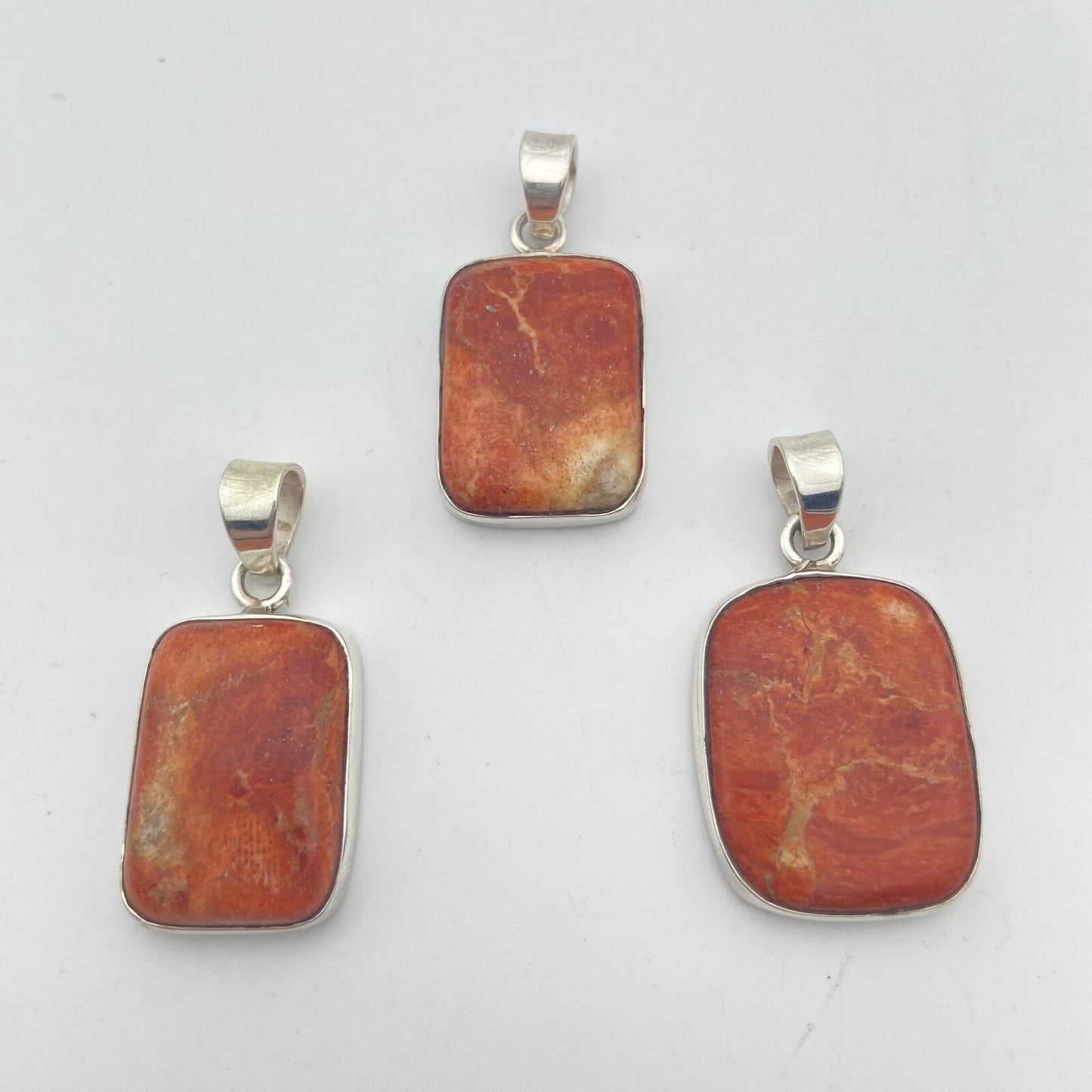 Lot de 3 Pendentifs Argent - Corail n°1