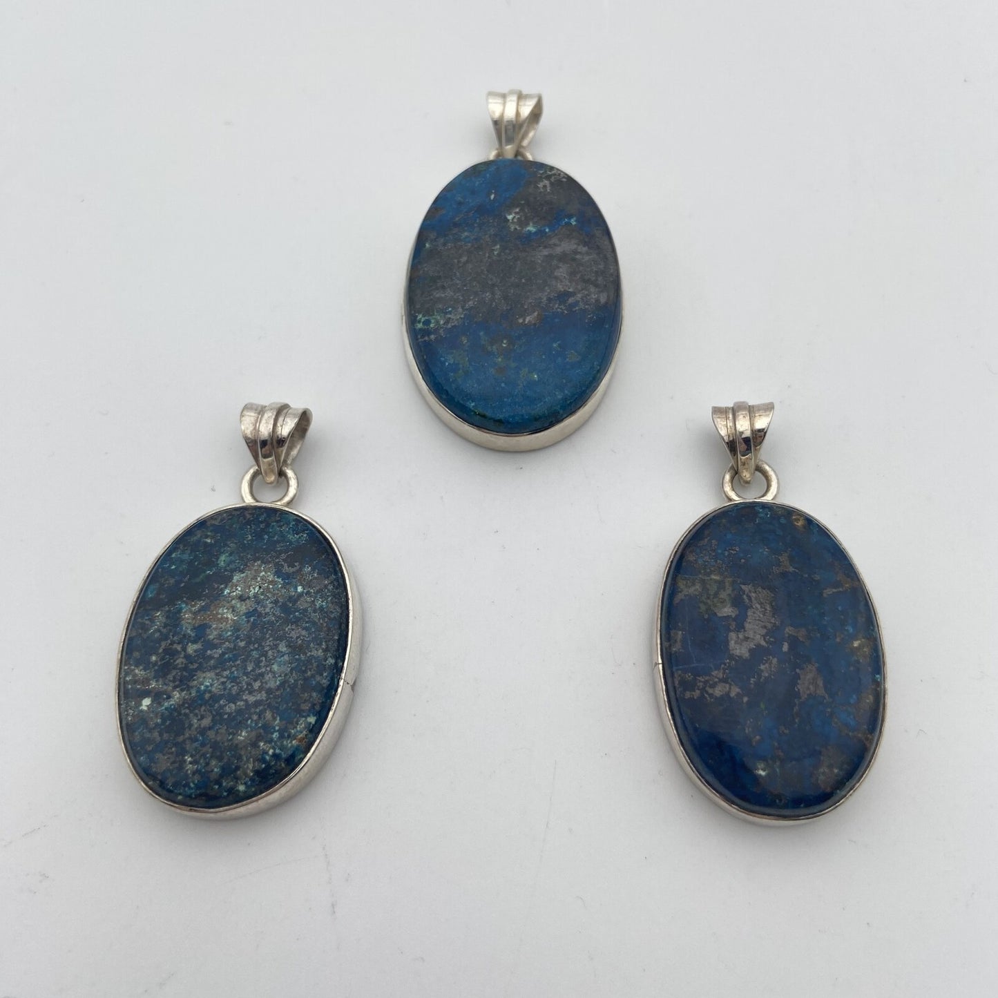 Lot de 3 Pendentifs Argent - Azurite n°2