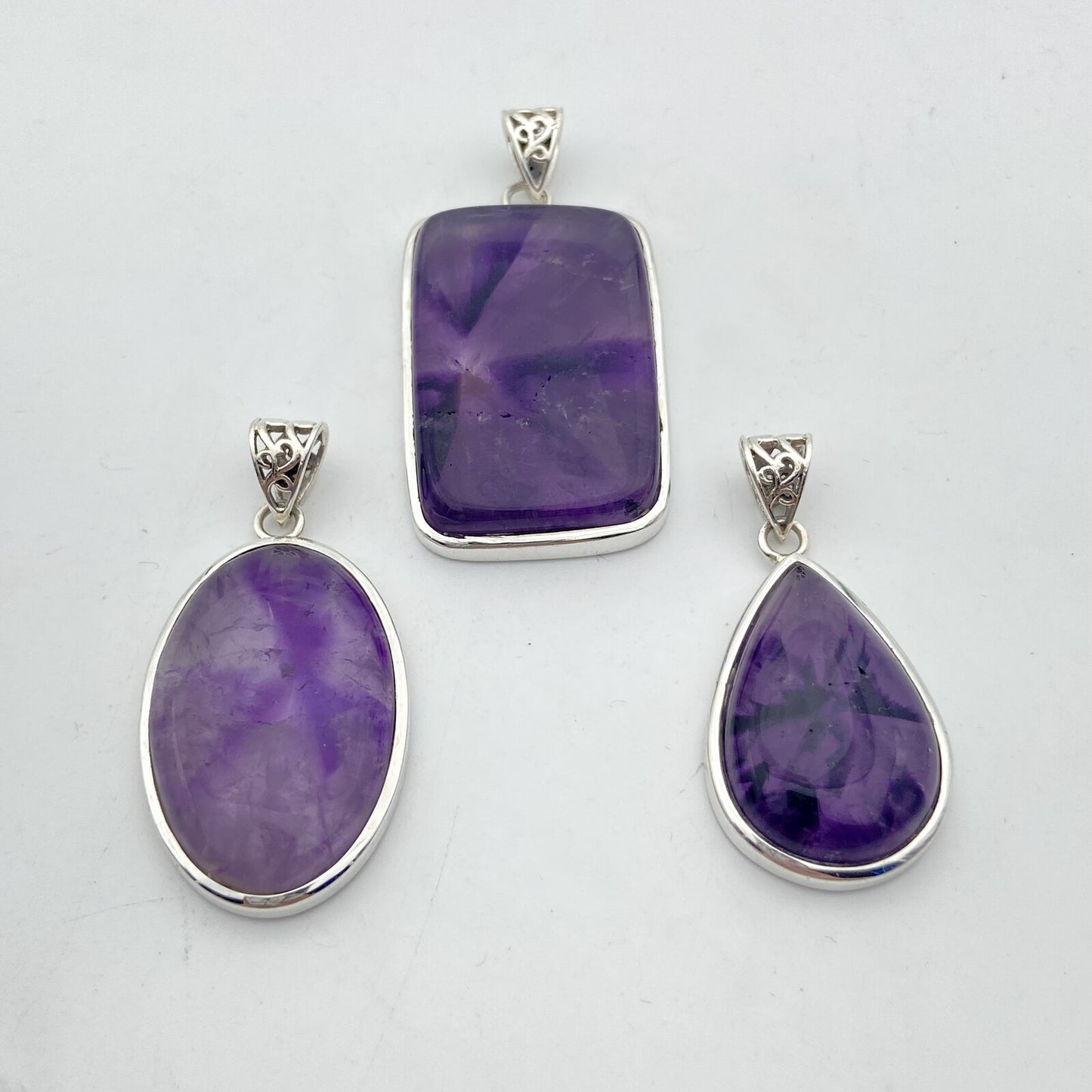 Lot de 3 Pendentifs Argent - Améthyste n°2