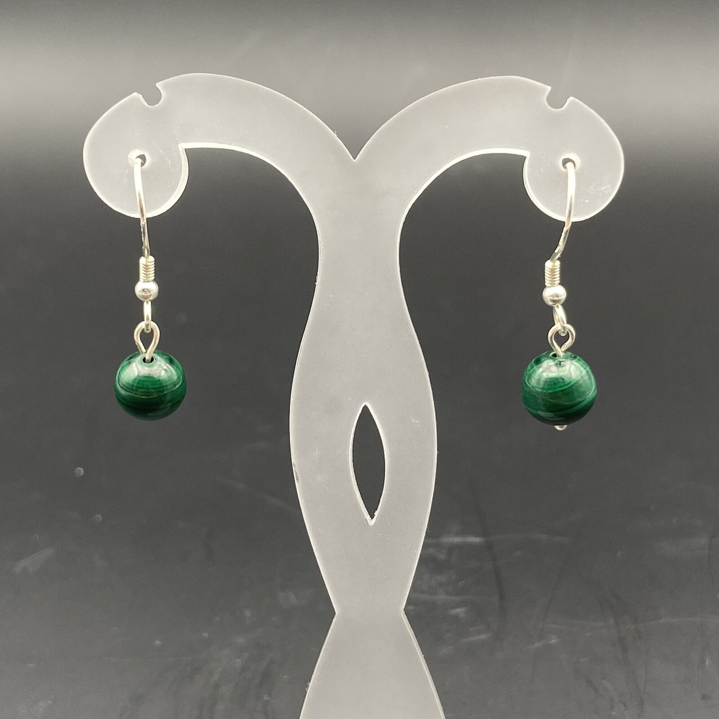 Boucles d'oreilles Argent - Perles Malachite