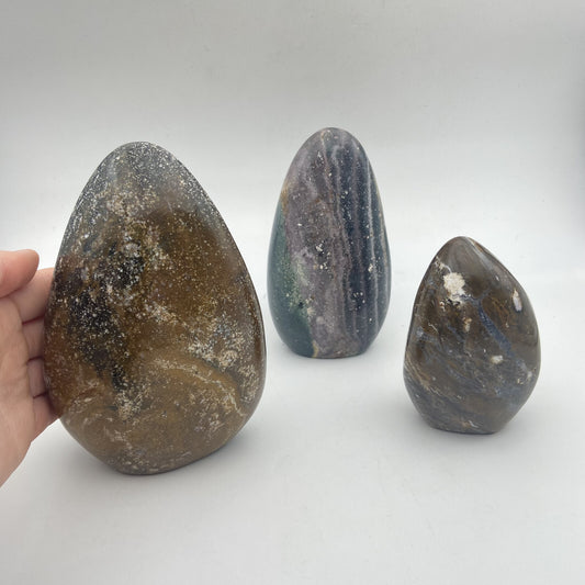 Lot de 3 Formes Libres - Jaspe Océan / Orbiculaire n°2