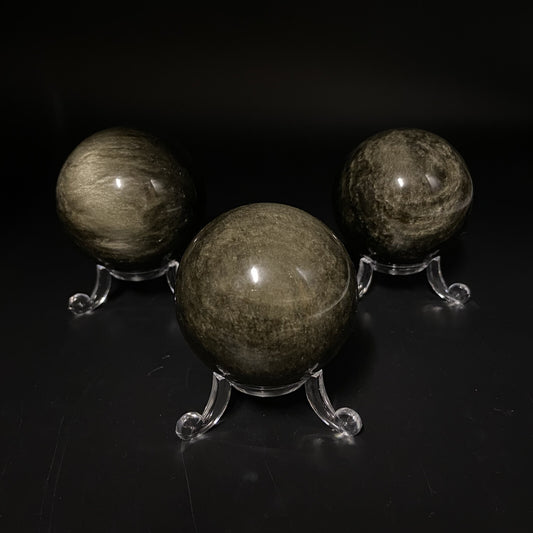 Lot de 3 Sphères - Obsidienne Dorée n°5