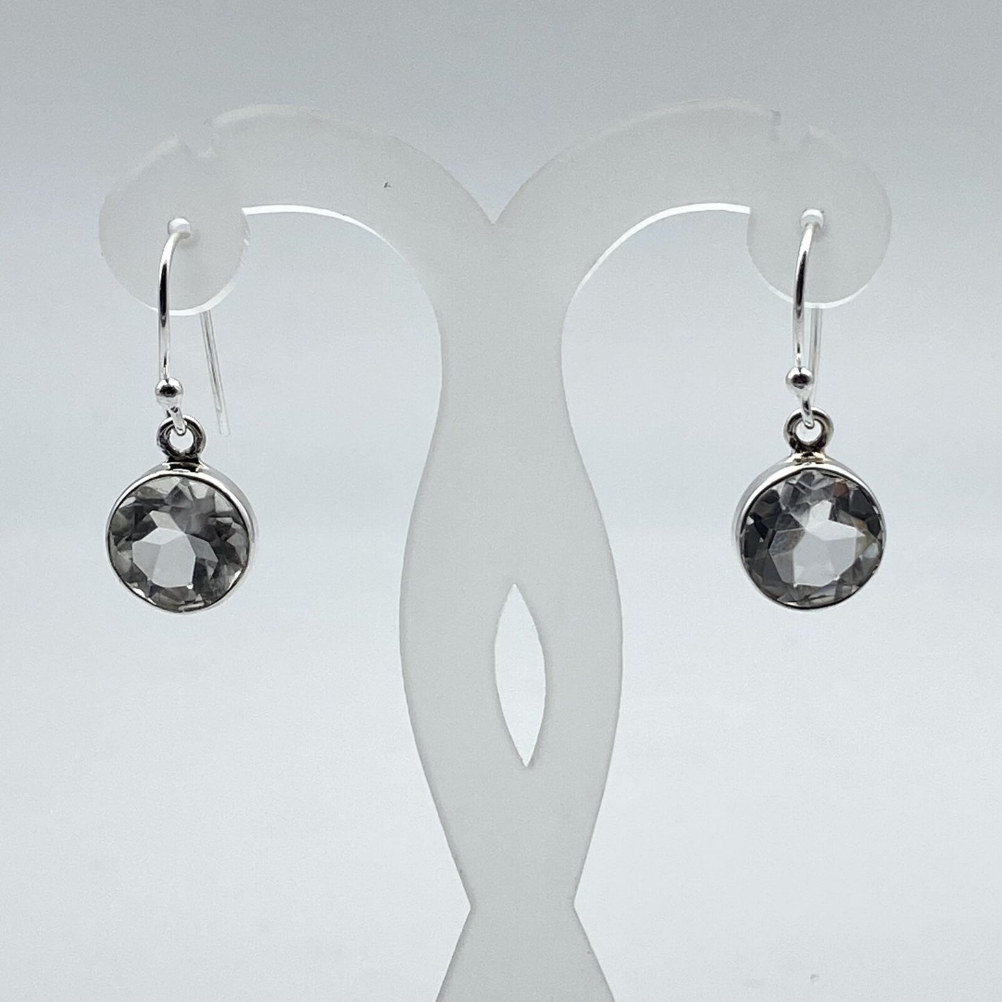Boucles d'oreilles Argent - Cristal de Roche ronde