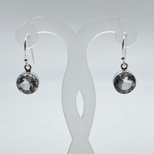 Boucles d'oreilles Argent - Cristal de Roche ronde
