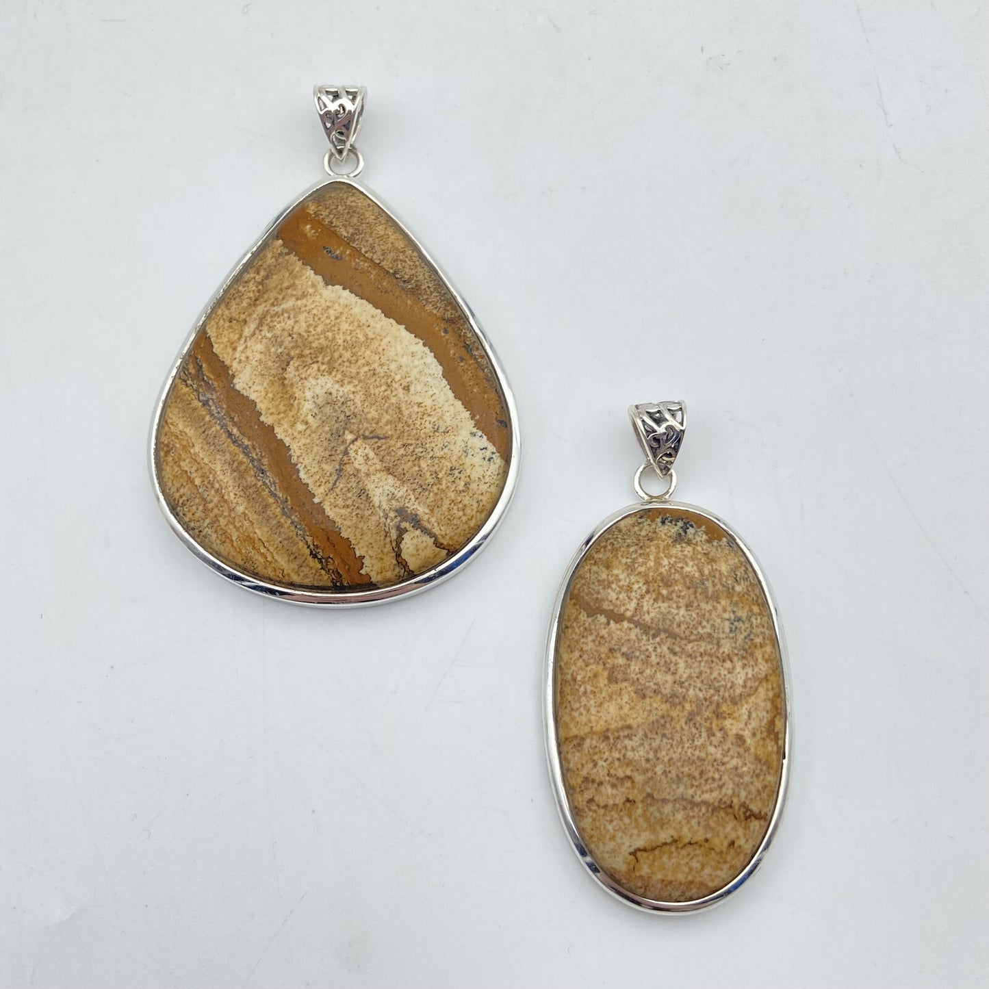 Lot de 2 Pendentifs Argent - Jaspe Paysage n°2