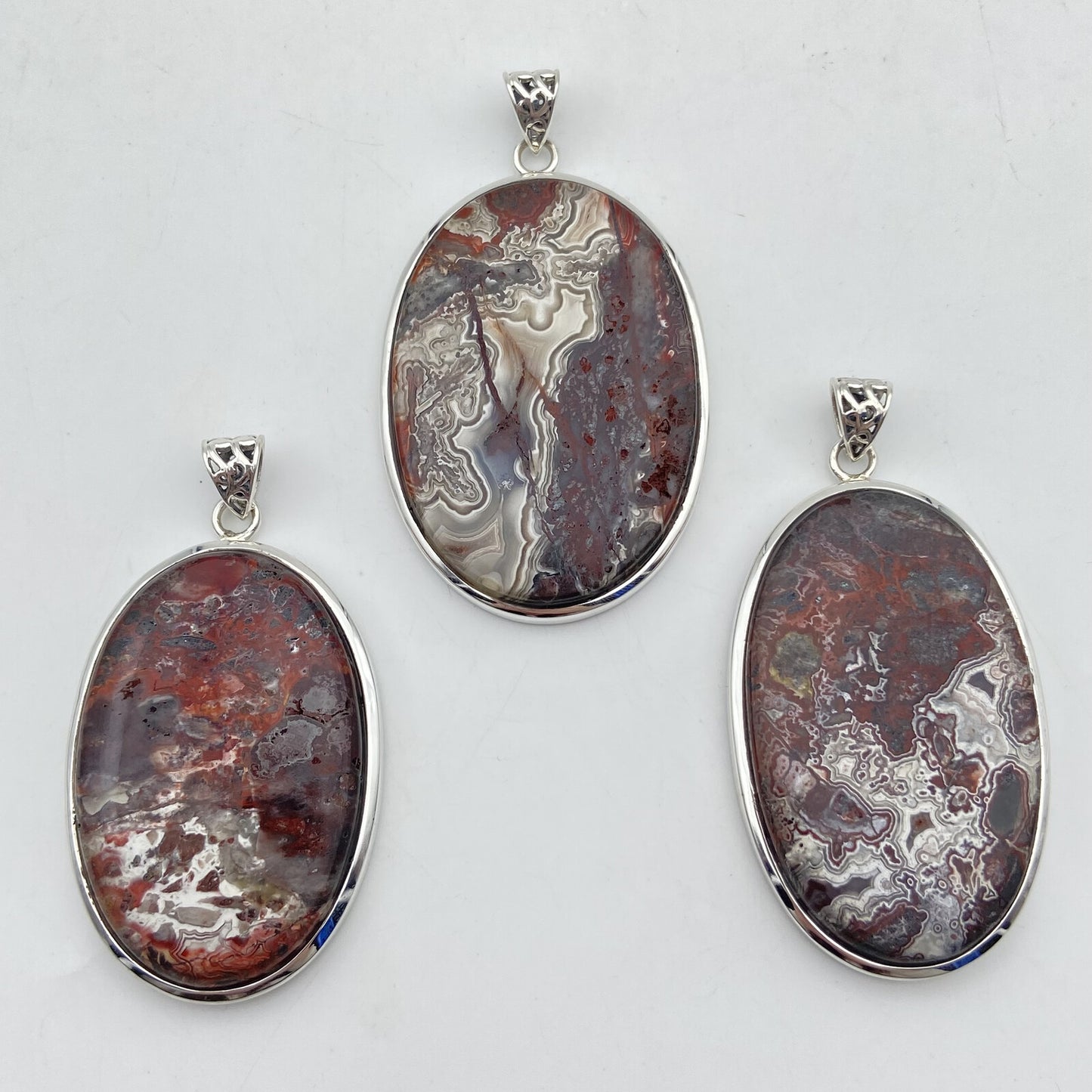 Lot de 3 Pendentifs Argent - Agate Crazy Lace n°1