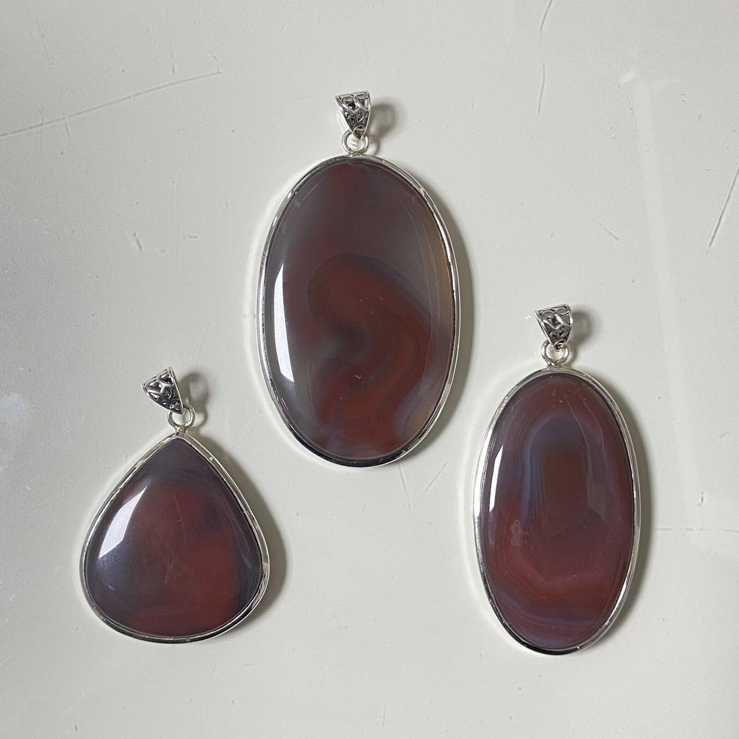 Lot de 3 Pendentifs Argent - Agate Botswana n°2