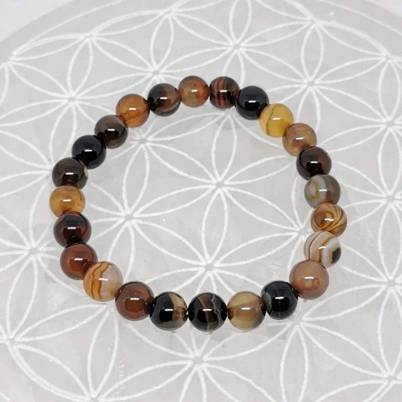 Bracelet - Agate à bandes Naturelles (8 mm)