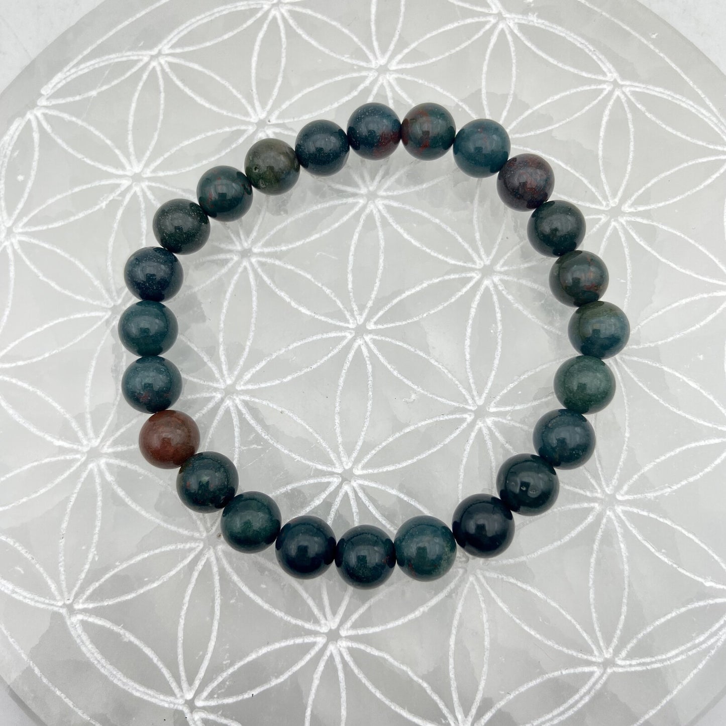 Bracelet - Jaspe Héliotrope / Jaspe Sanguin (8 mm)