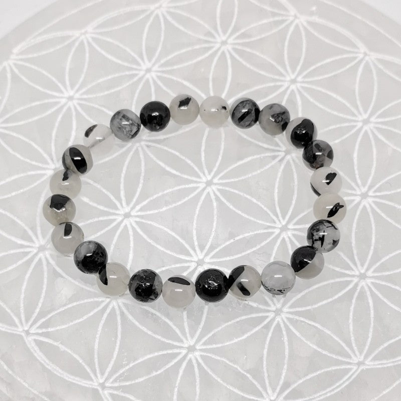 Bracelet - Tourmaline Noire / Quartz (8 mm)
