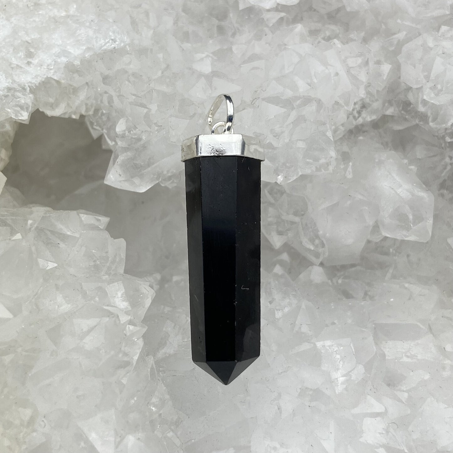Pendentif Argent - Pointe Obsidienne Noire