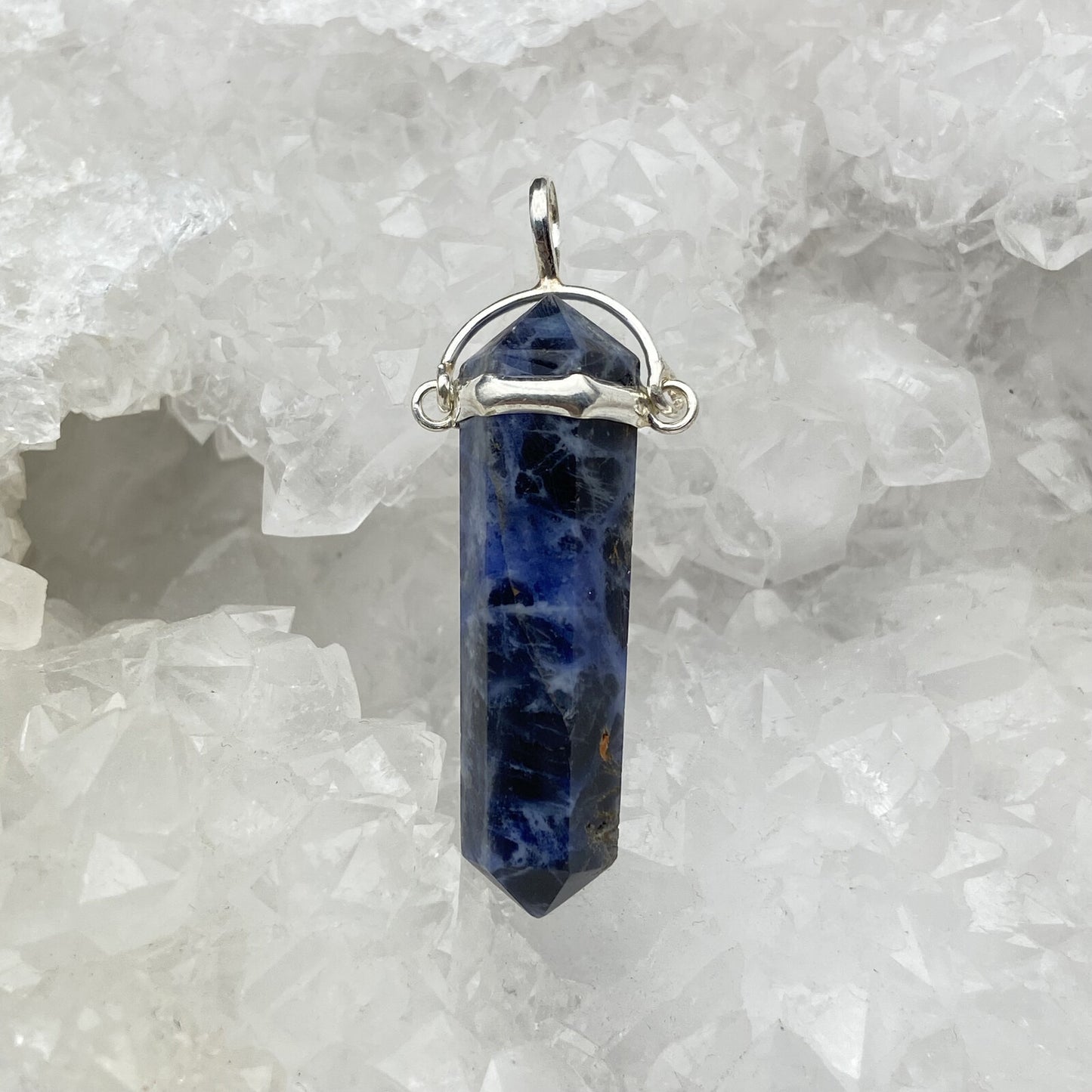 Pendentif Argent - Pointe Biterminée Sodalite
