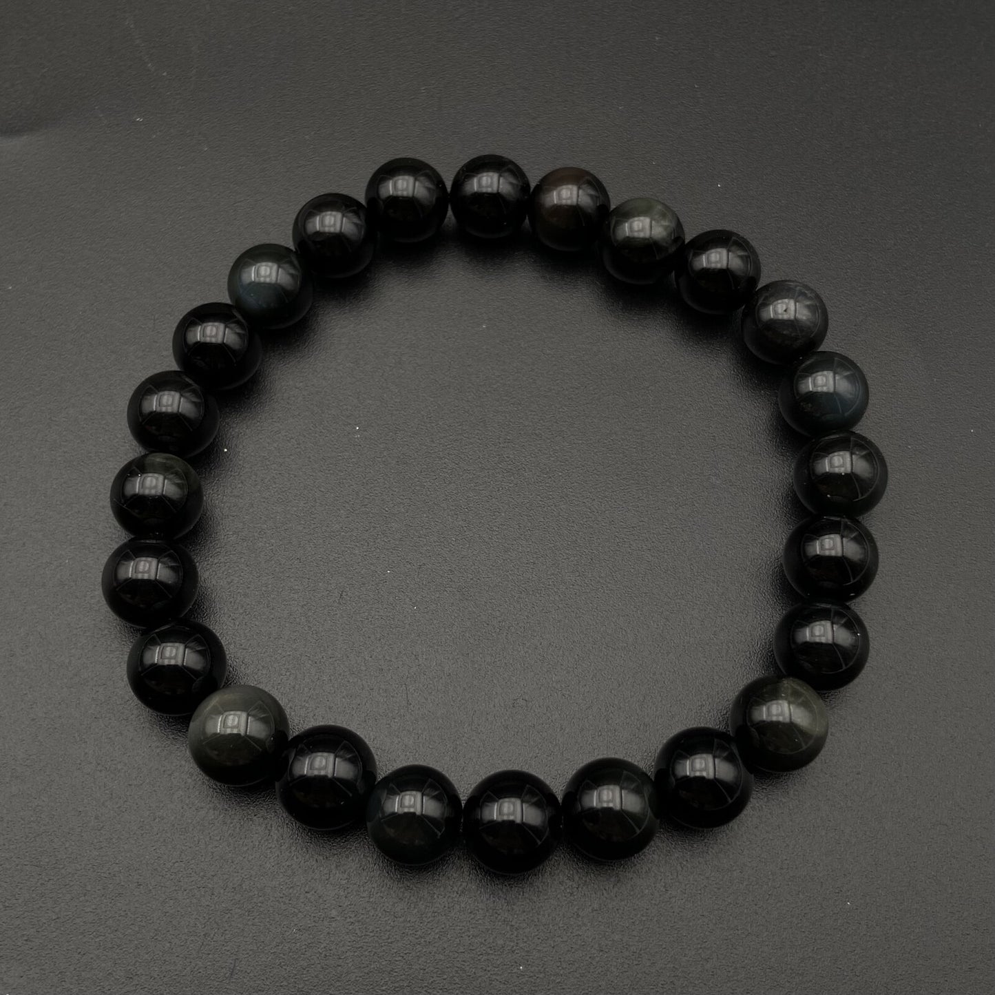 Bracelet - Obsidienne Noire Arc-en-Ciel (8 mm)
