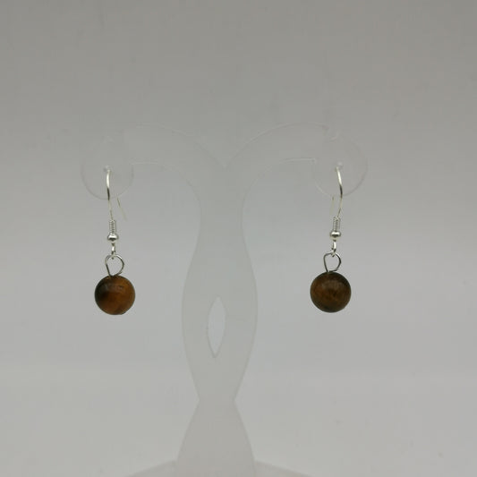 Boucles d'oreilles Argent - Perles Œil de tigre