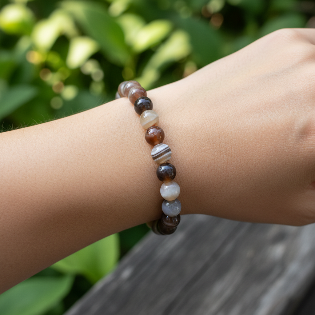 Bracelet en perles - Agate du Botswana (8 mm)