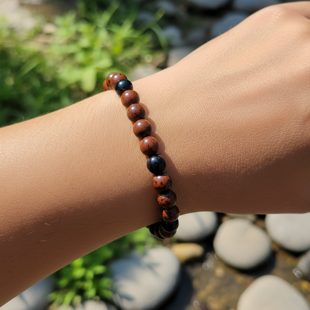 Bracelet en perles - Obsidienne Acajou / Mahogany (6 mm)
