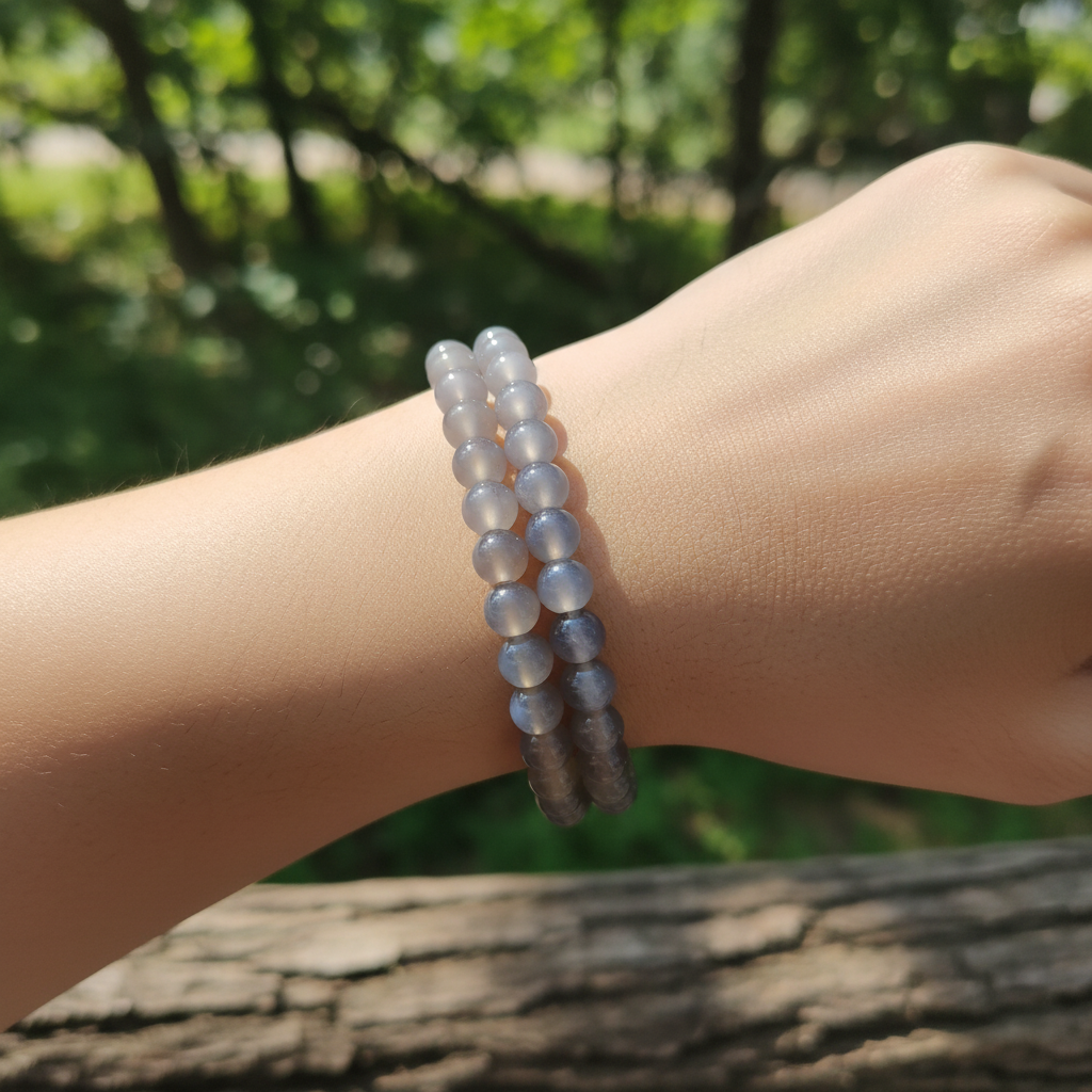 Bracelet en perles - Agate Naturelle Grise (6 mm)