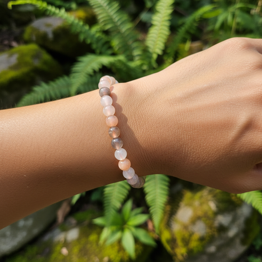 Bracelet en perles - Pierre de Lune Multicolore EXTRA (6 mm)
