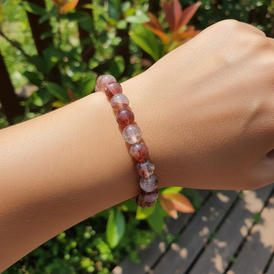 Bracelet en perles - Quartz Hématoide (8 mm)