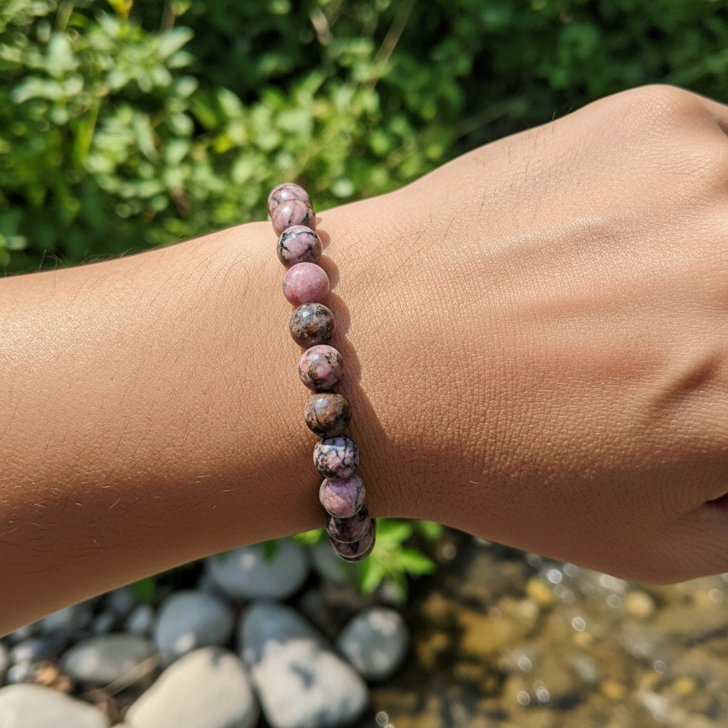 Bracelet en perles - Rhodonite (8 mm)