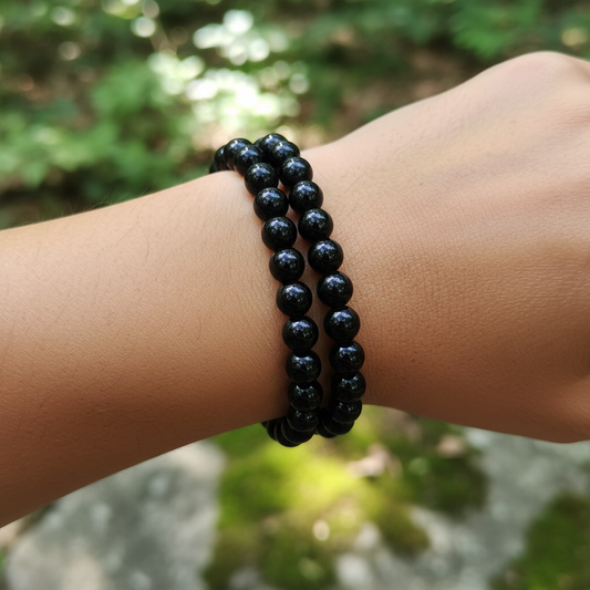 Bracelet en perles - Tourmaline Noire (8 mm)
