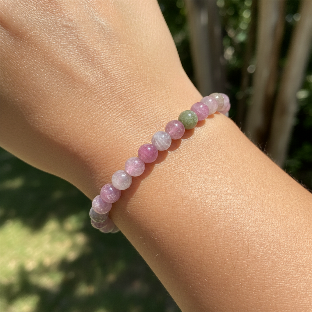 Bracelet en perles - Tourmaline Rose (6 mm)
