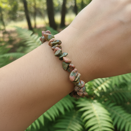 Bracelet baroque en Jaspe Unakite (Collection Femme / Enfant)