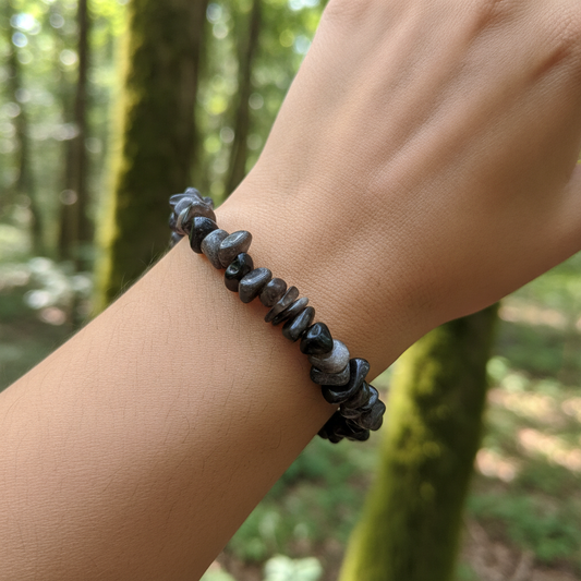 Bracelet baroque en Obsidienne argentée (Collection Femme / Enfant)
