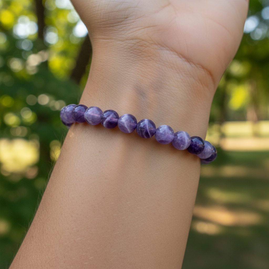 Bracelet en perles - Améthyste Chevron (8 mm)