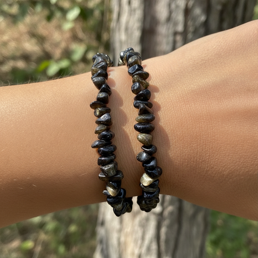 Bracelet baroque en Obsidienne dorée (Collection Femme / Enfant)