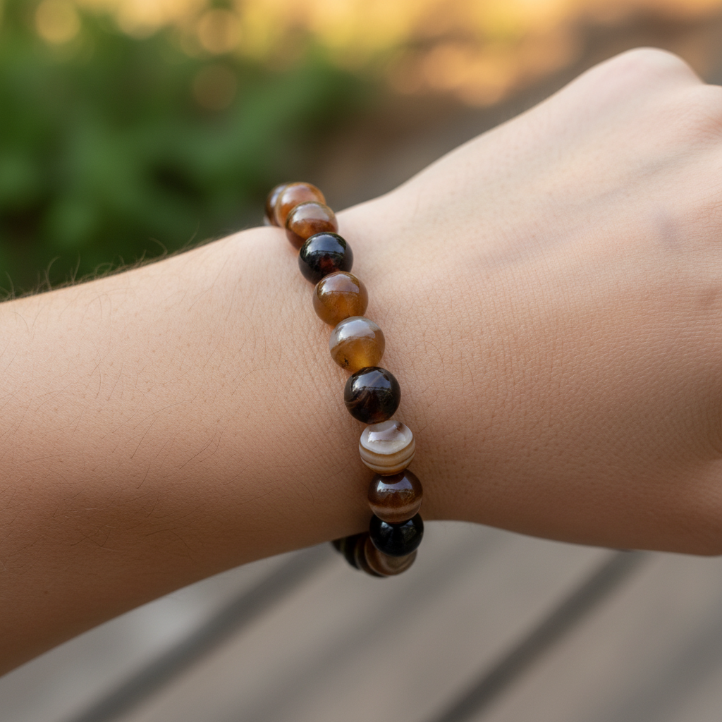 Bracelet en perles - Agate à bandes Naturelles (8 mm)