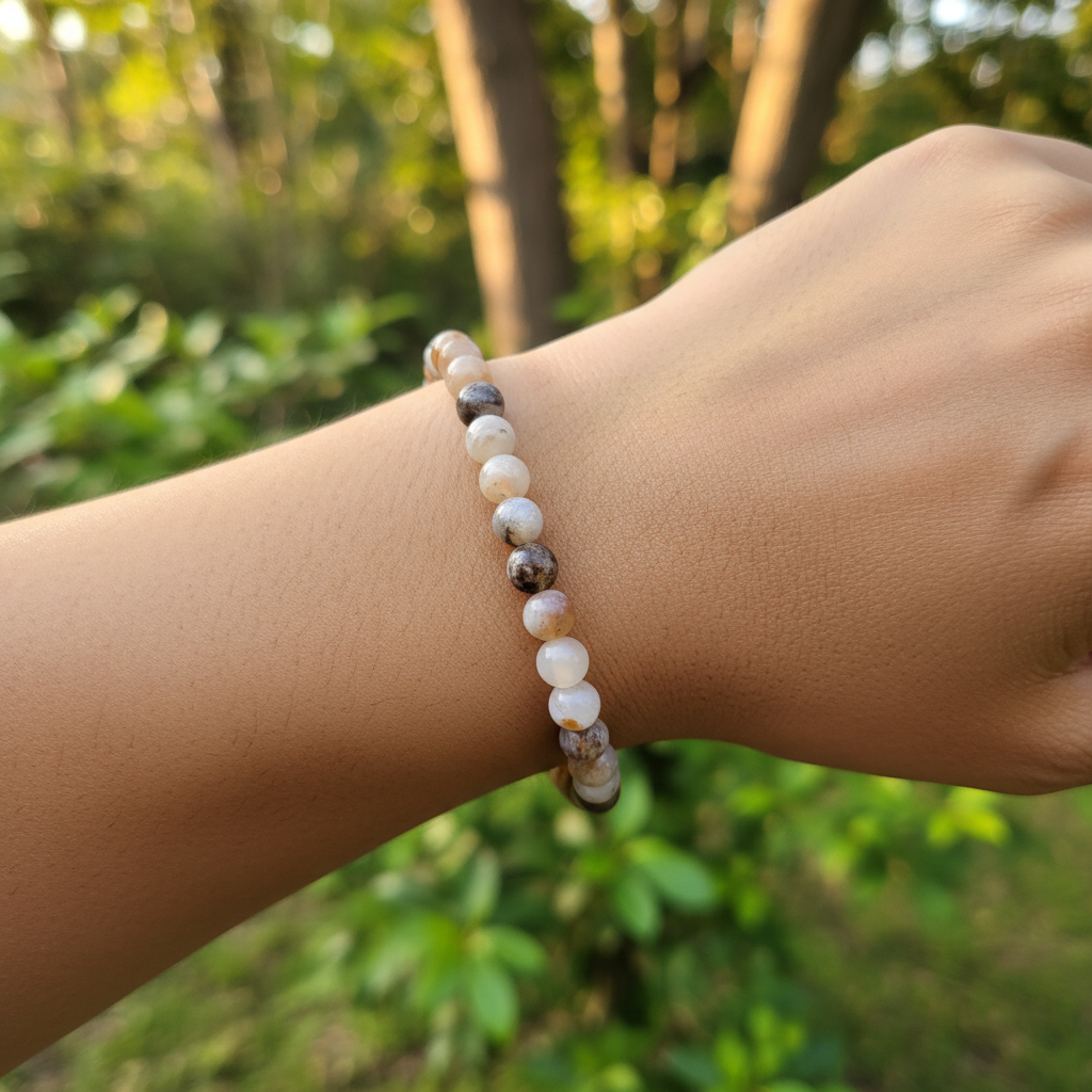 Bracelet en perles - Agate Bambou (6 mm)