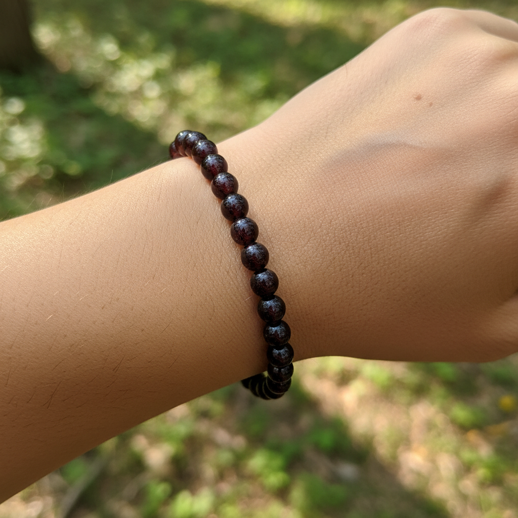 Bracelet en perles - Grenat (6 mm)