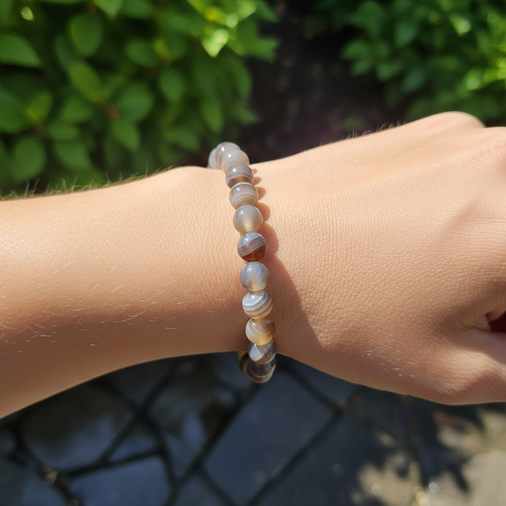 Bracelet en perles - Agate du Botswana (6 mm)