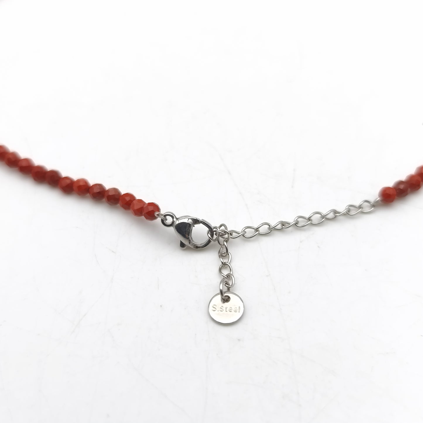 Collier perles facettées - Jaspe rouge (3 mm)