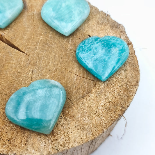 Petit Coeur PLAT- Amazonite - Taille M