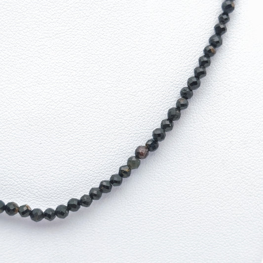 Collier perles facettées - Tourmaline noire (3 mm)