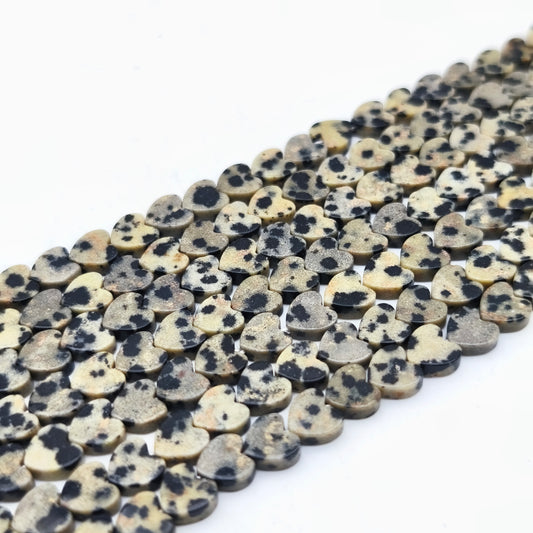 Rang de perles cœur - Jaspe Dalmatien (6 mm)