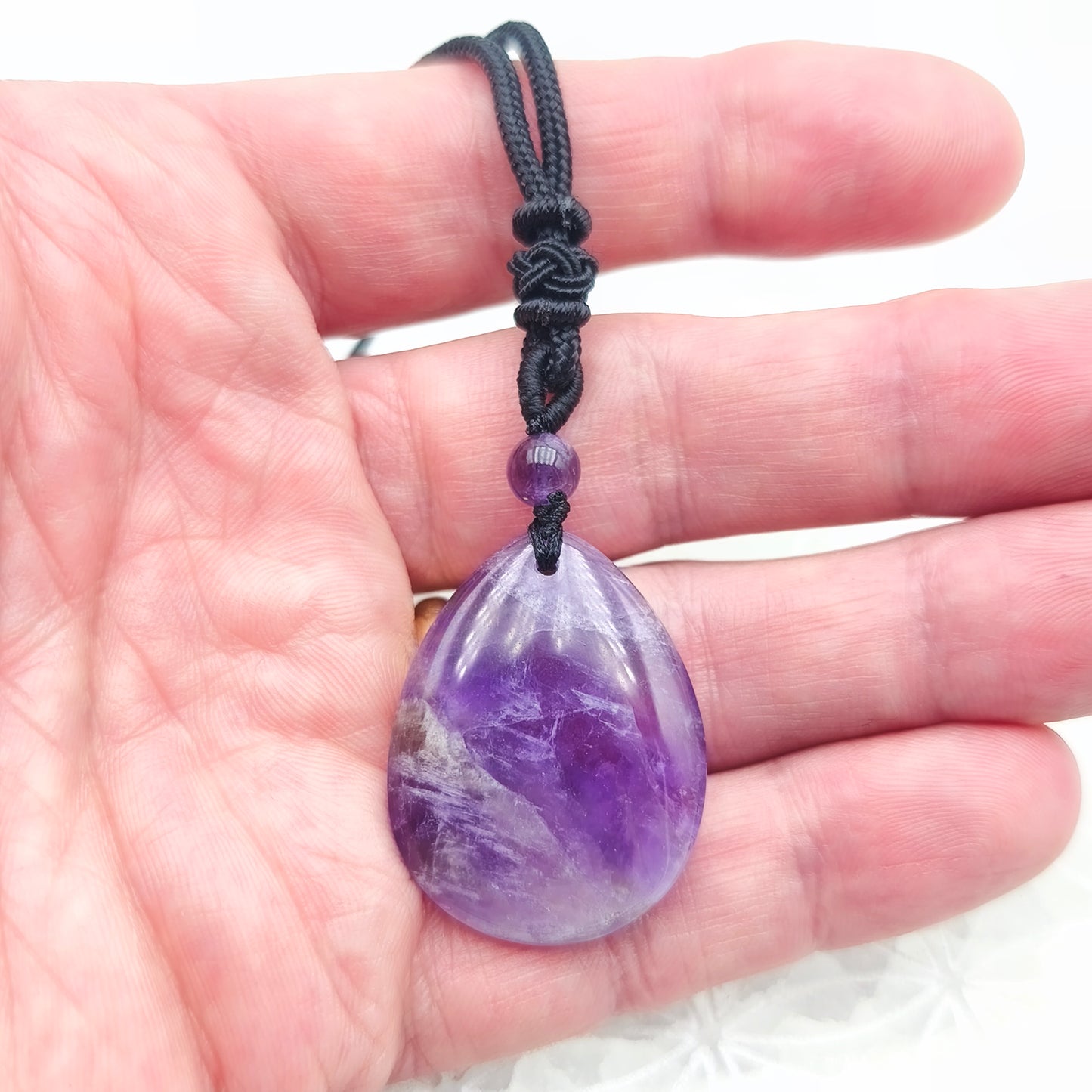 Pendentif poire avec son cordon - Améthyste