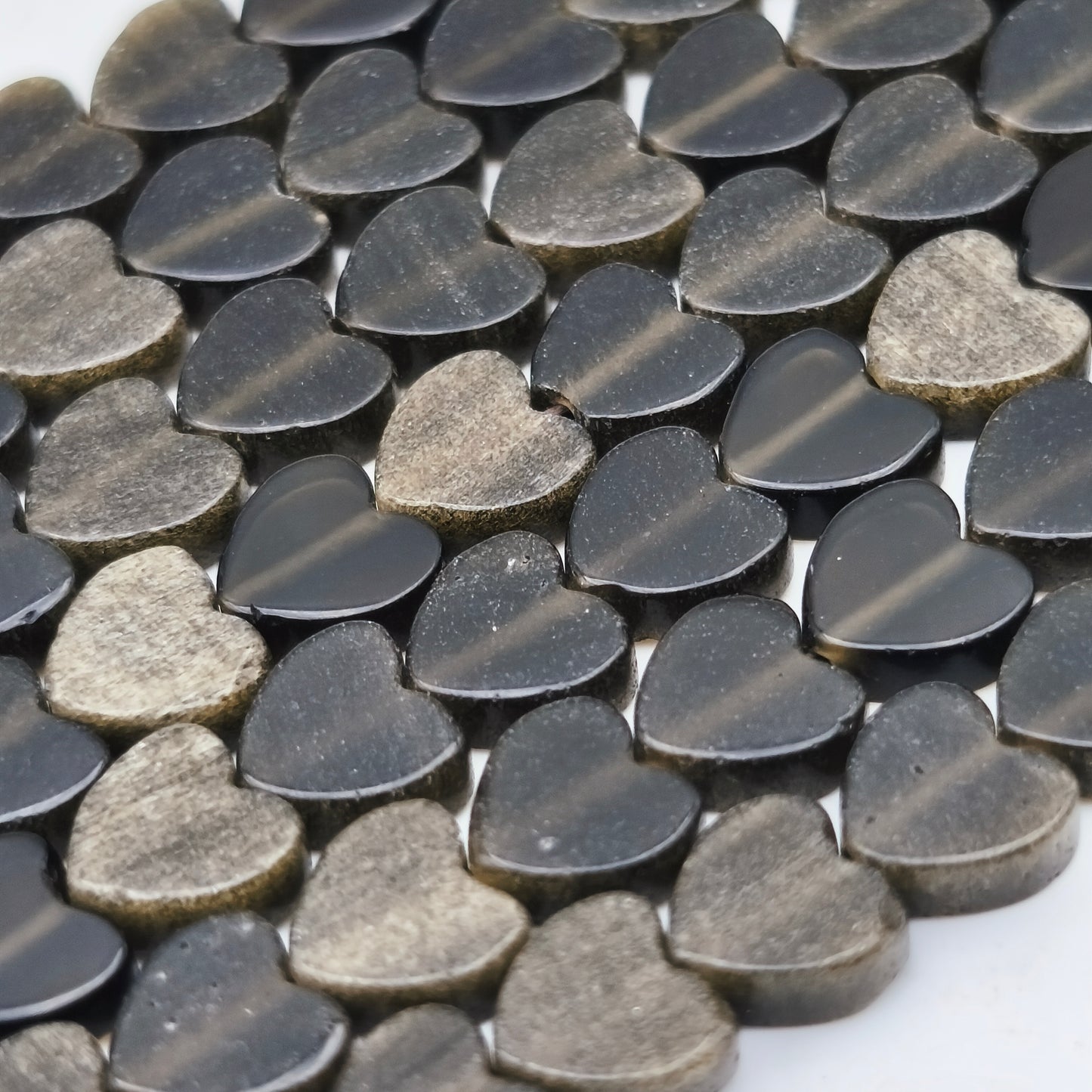 Rang de perles cœur - Obsidienne dorée (6 mm)