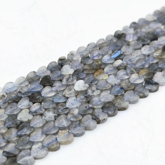 Rang de perles cœur - Labradorite naturelle (6 mm)