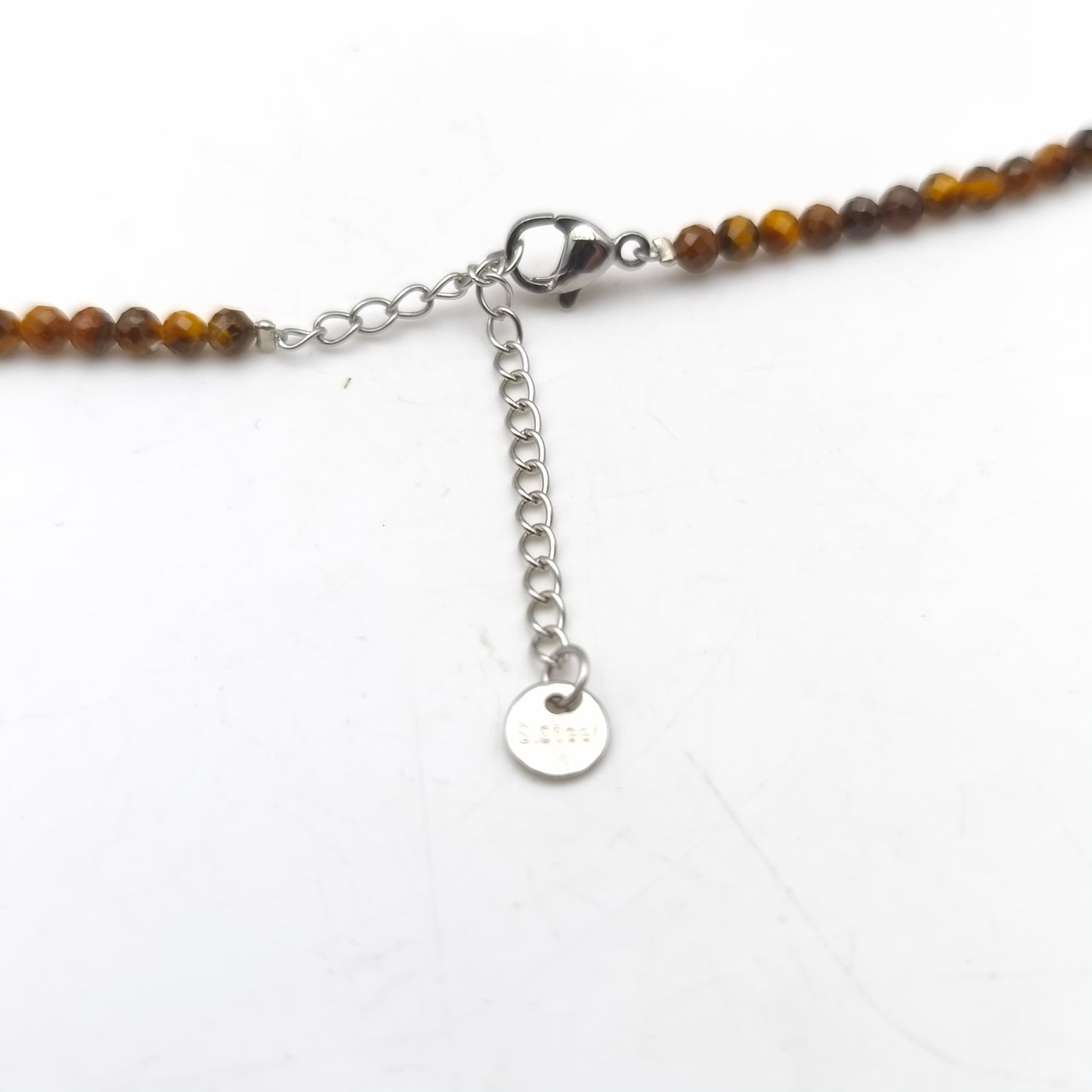 Collier perles facettées - Oeil de tigre EXTRA (3 mm)